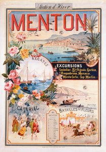 Póster publicitario de Menton como un Resort de Invierno